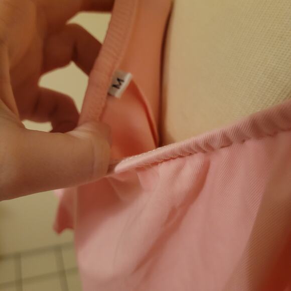 Pink Ruffle Maxi Dress Off Shoulder V Neck Stretchy Gown Size Medium - Picture 8 of 8